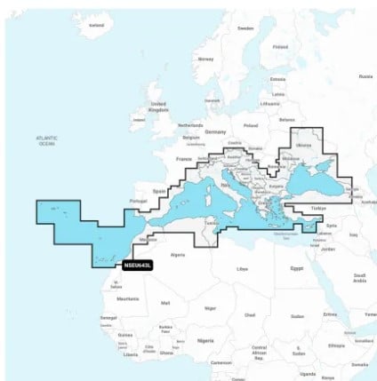 Garmin Marine Charts Navionics+ (chart code NSEU643L) Mediterranean & Black