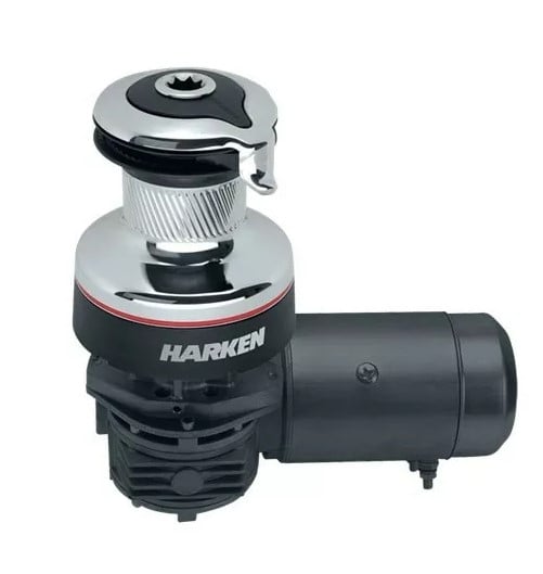 Harken 40 Electric Self-Tailing Radial Chrome Winch — 2 Speed, 24 V, Horizontal, Left