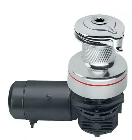 Harken 70 Electric Self-Tailing Radial All-Chrome Winch — 2 Speed, 24 V, Horizontal, Left