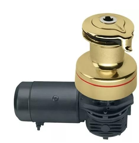 Harken 40 Electric Self-Tailing Radial Bronze Winch — 2 Speed, 24 V, Horizontal, Left