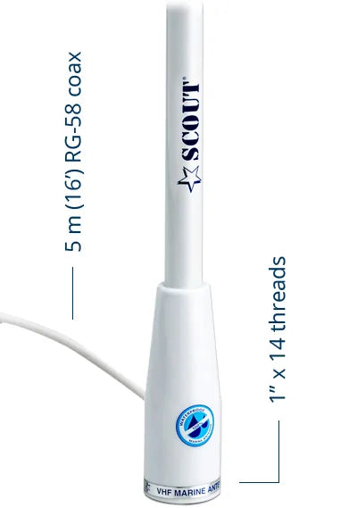 3 db VHF fiberglass antenna 1,0 m (3.3′) length 3