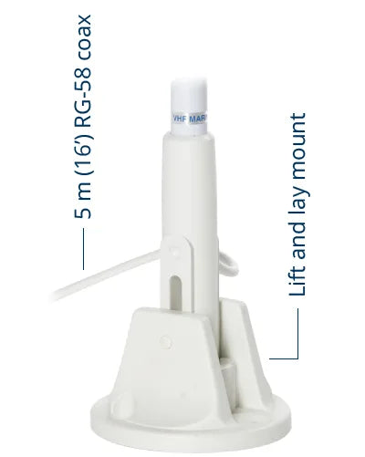 3 dB VHF fiberglass antenna 1,5 m (5′) length – lift and lay mount 1