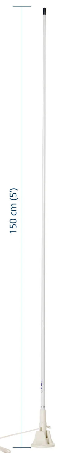 3 dB VHF fiberglass antenna 1,5 m (5′) length – lift and lay mount 2