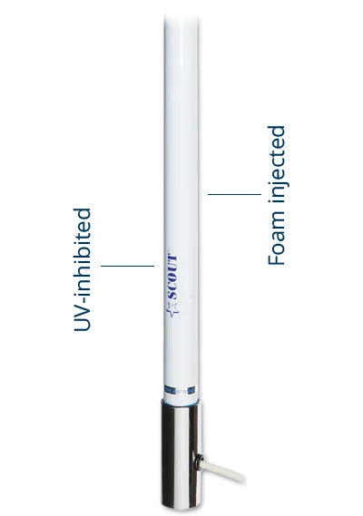 3 dB VHF fiberglass antenna 2,4 m (8′) length