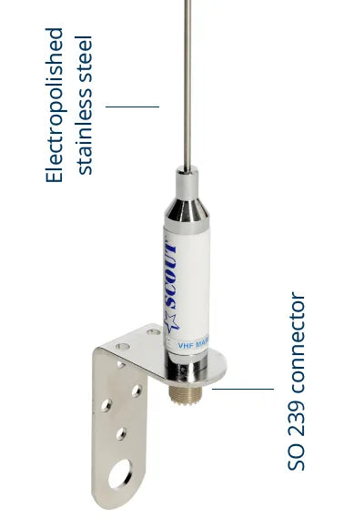 SCOUT 3 db VHF stainless steel antenna 1, 0 m length – complete set