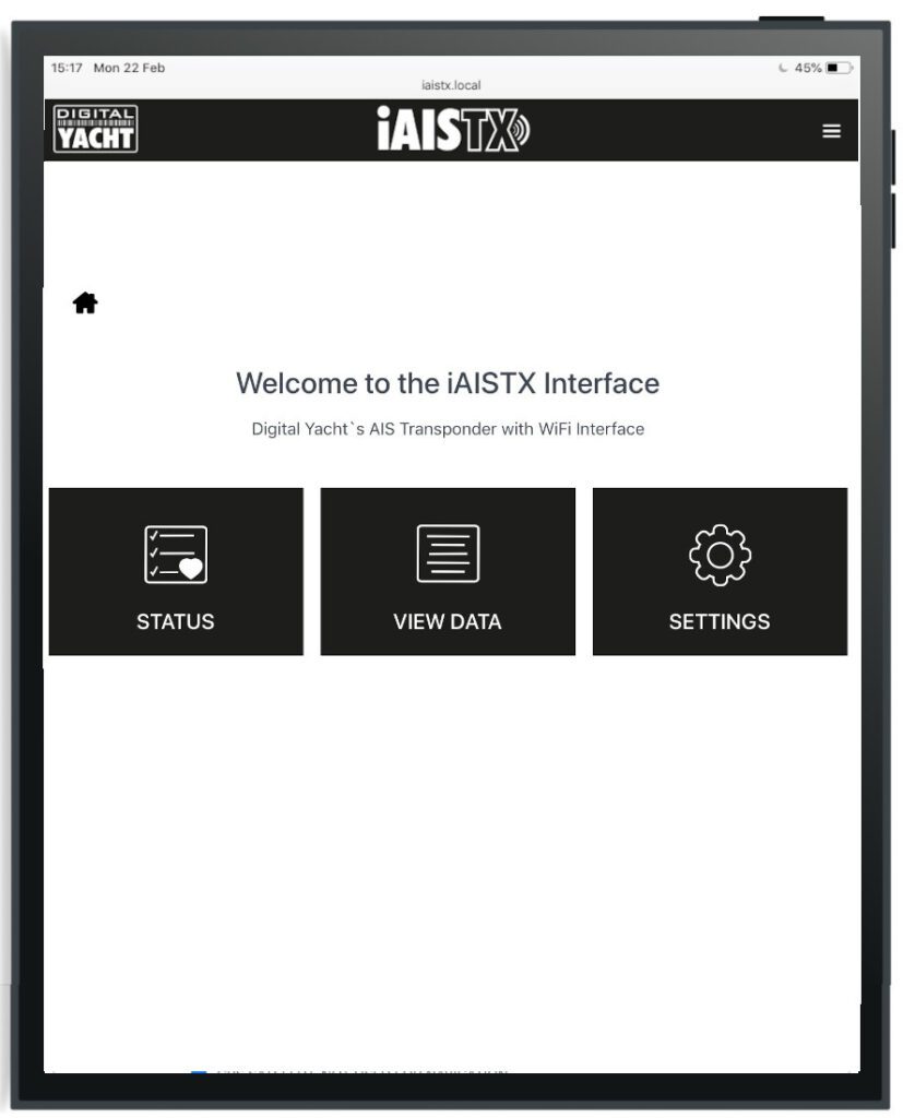 Digital Yacht iAISTX Plus - interfaz web de configuración