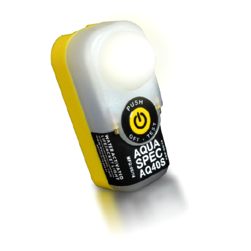 AquaSpec AQ40S lifejacket light — LED dome and manual test button