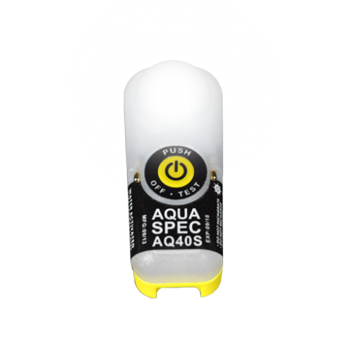AquaSpec AQ40S lifejacket light — fixing clip and water sensor