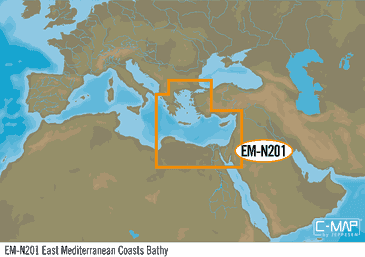 C-MAP EM-N201 : East Mediterranean Coasts Bathy