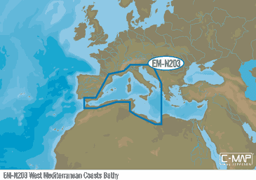 C-MAP EM-N203 : West Mediterranean Coasts Bathy