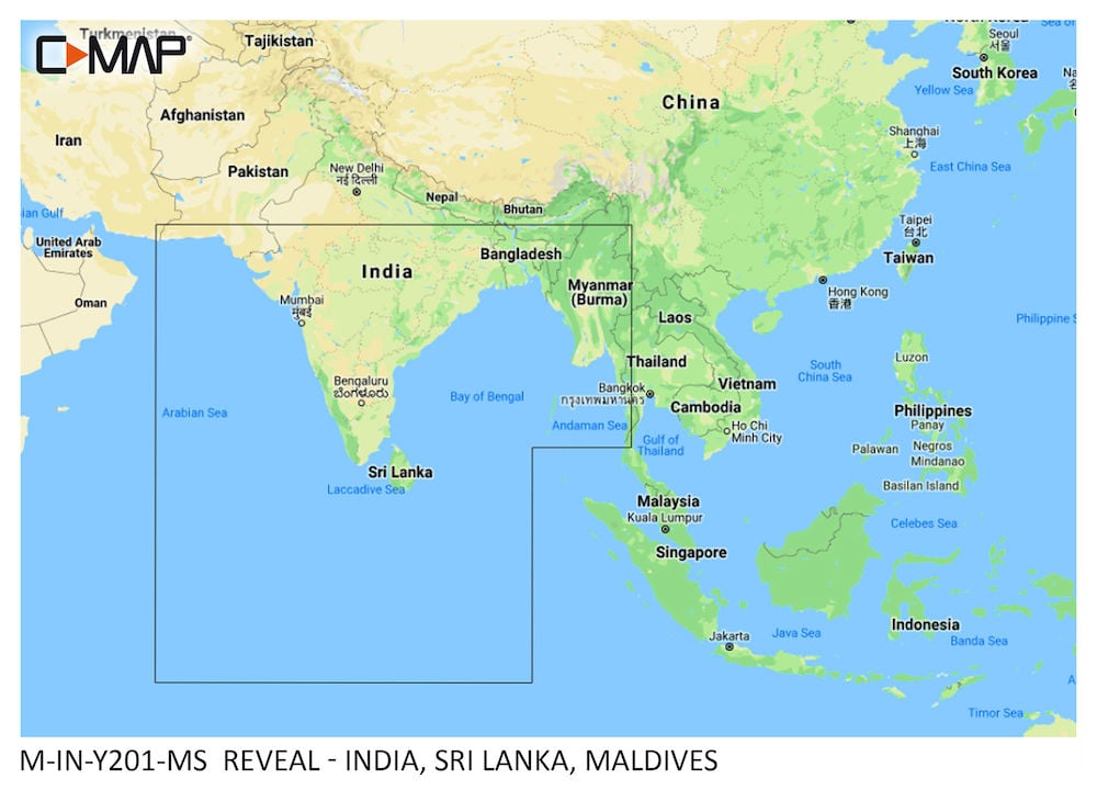 C-MAP IN-Y201 India, Sri Lanka, Maldives MAX-N+ Asia Wide