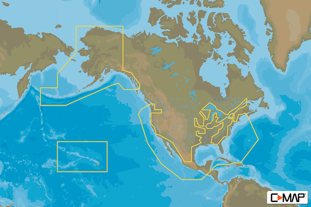 C-MAP NA-Y036 : MAX-N+ C: US COASTAL AND RIVERS  CONTINENTAL : Freshwaters North America - Continental
