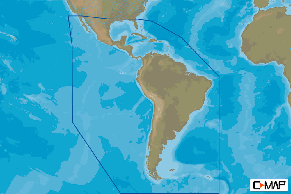 C-MAP SA-N038 : MAX-N C: SOUTH AMERICA AND CARIBBEAN CONTINENTAL : Central and South America . Continental