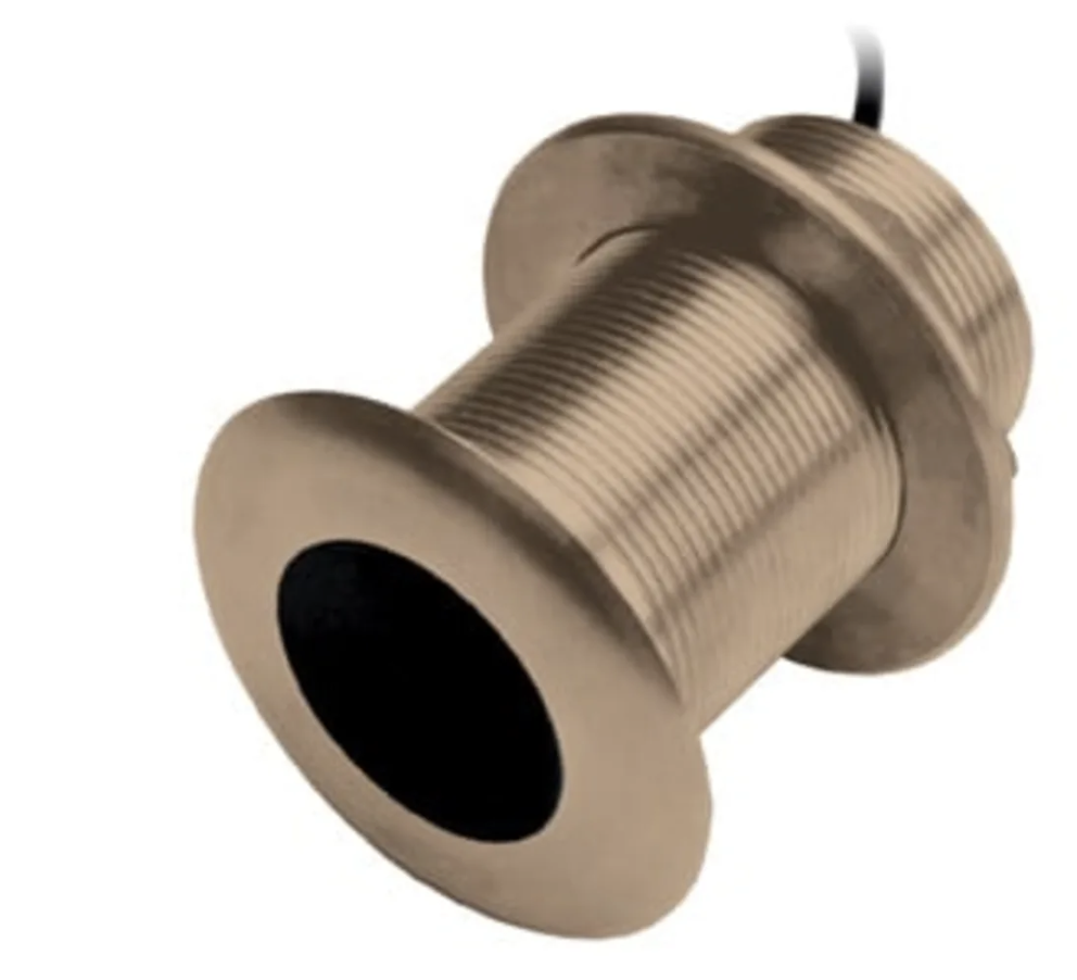 Garmin Transducer mounting through the bronze hull with depth and temperature sensor