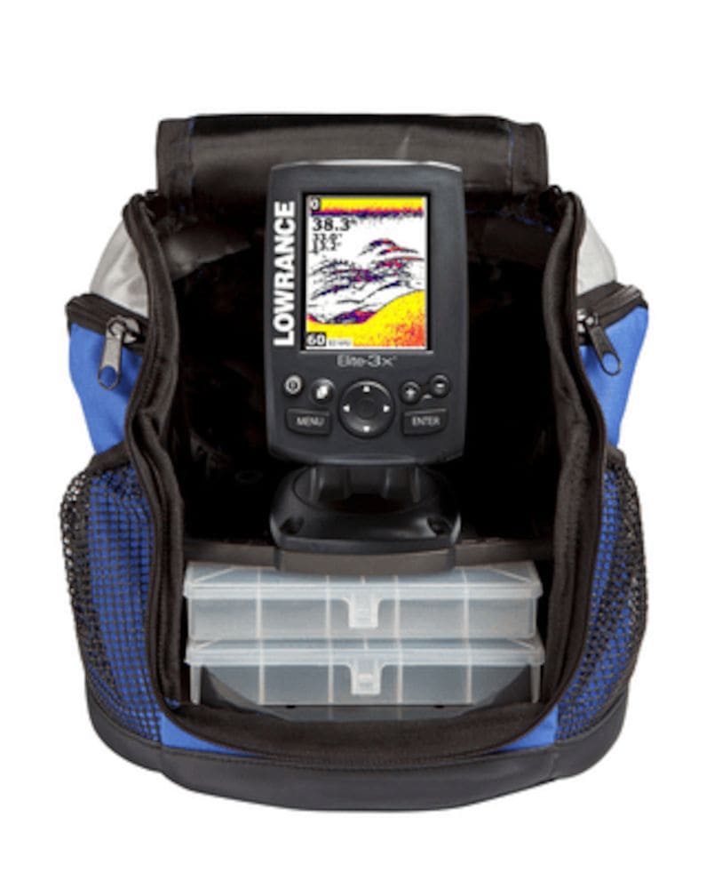 Lowrance Il NUOVO Elite-3x All-Season Fishfinder Pack è un ecoscandaglio portatile facile da trasportare, dotato di trasduttore Skimmer® con supporto a ventosa per installazioni su piccole imbarcazioni