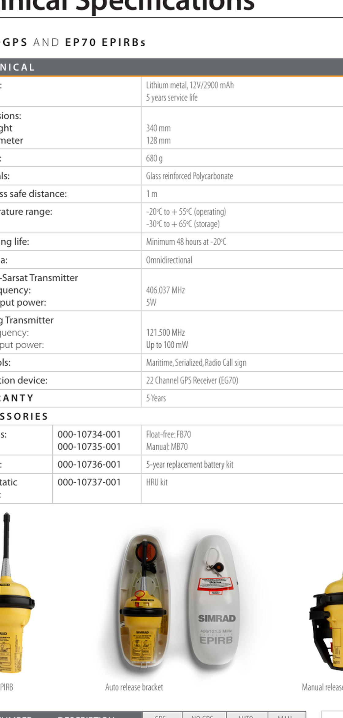 Simrad Pro HRU-Kit (HYDROSTATIC RELEASE) EP70/EG70