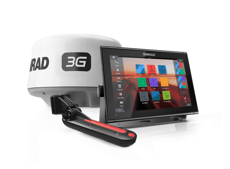 Simrad 12-inch chartplotter and radar display with Broadband 3G™ radar and TotalScan™ transducer