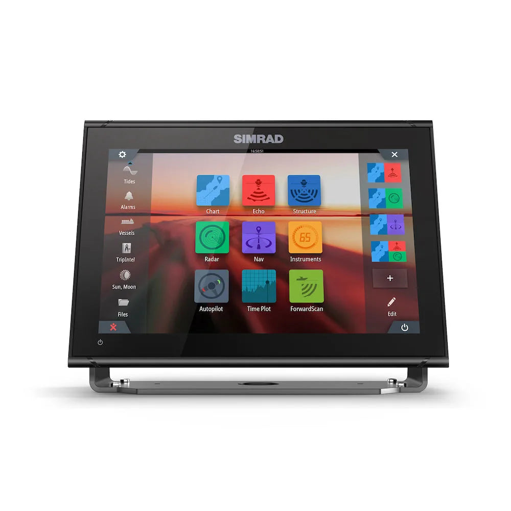 Simrad 12-inch chartplotter and radar display with TotalScan™ transducer