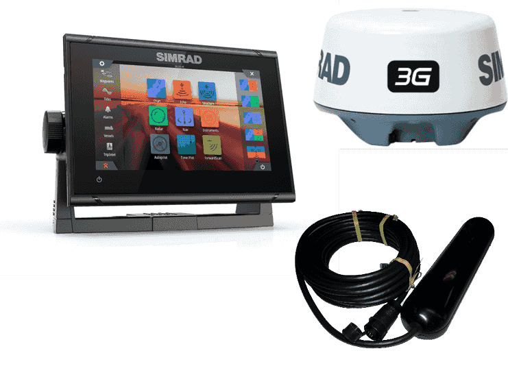 Simrad 7-inch chartplotter and radar display with Broadband 3G™ radar and TotalScan™ transducer