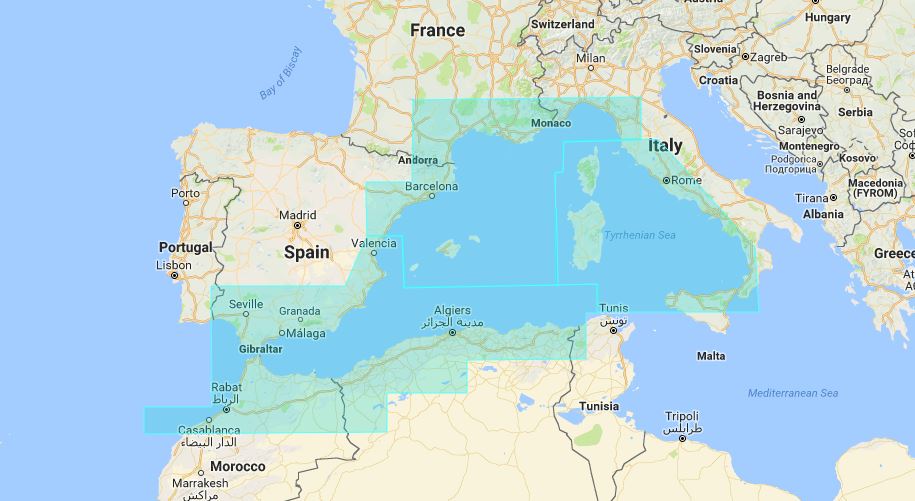 TIMEZERO Wide chart-zone coverage example; actual region selected separately