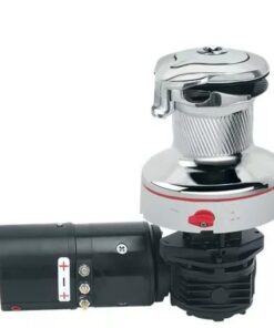 Harken 46 Electric Self-Tailing Rewind™ Radial All-Chrome Winch — Reverse Speed, 12V, Horizontal Left Mount