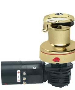 Harken 46 Electric Self-Tailing Rewind™ Radial Bronze Winch — Reverse Speed, 12V, Horizontal Left Mount