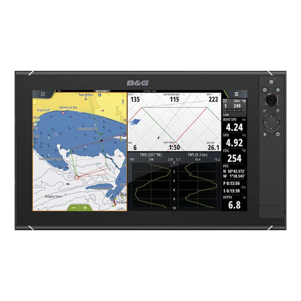 B&amp;G El Zeus³-16 es un sistema de navegación con chartplotter fácil de usar para cruceros de aguas azules y regatas.