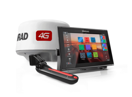 Simrad 12-inch chartplotter and radar display with Broadband 4G™ radar and TotalScan™ transducer